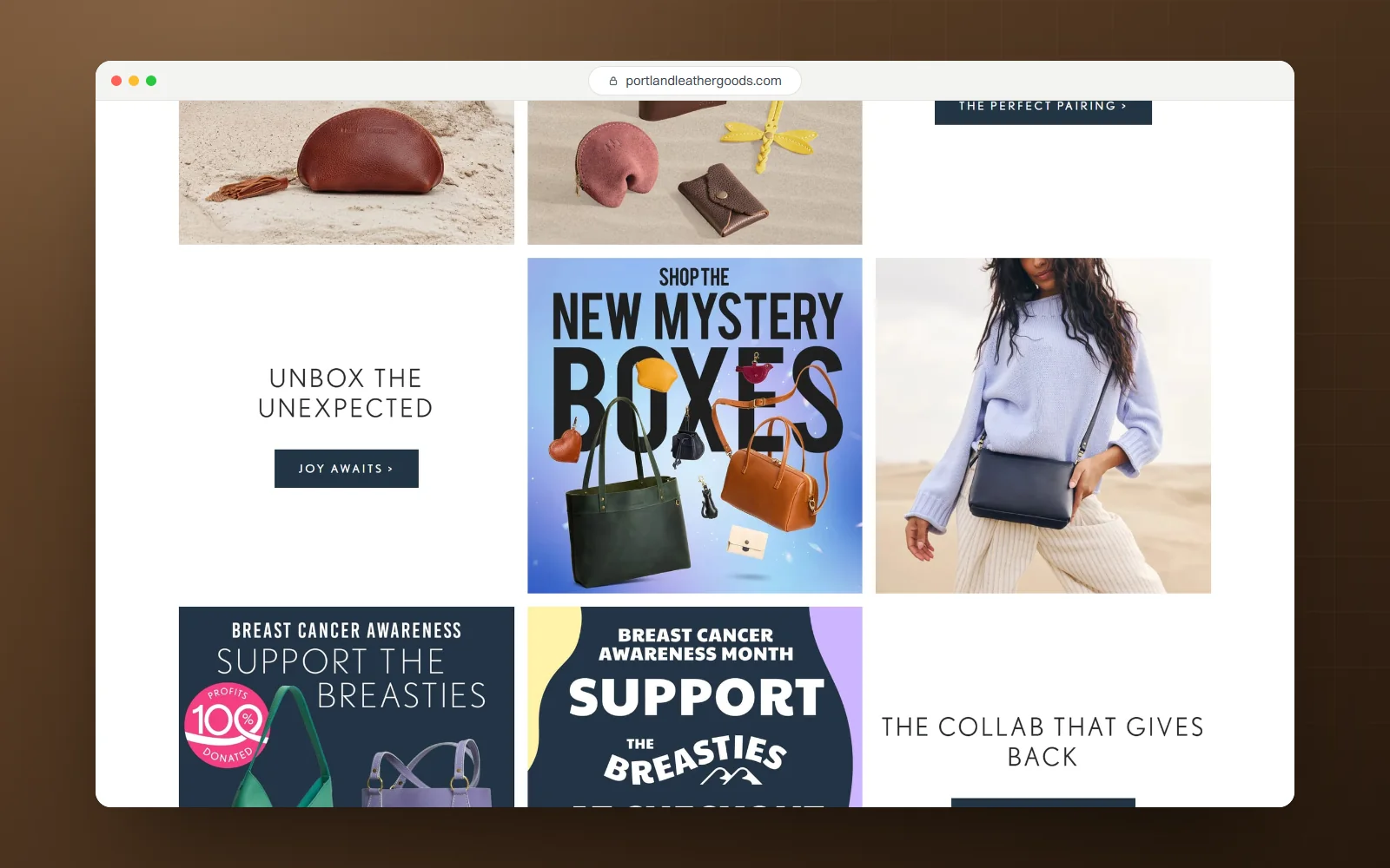Portland Leather Goods, desktop screen 3