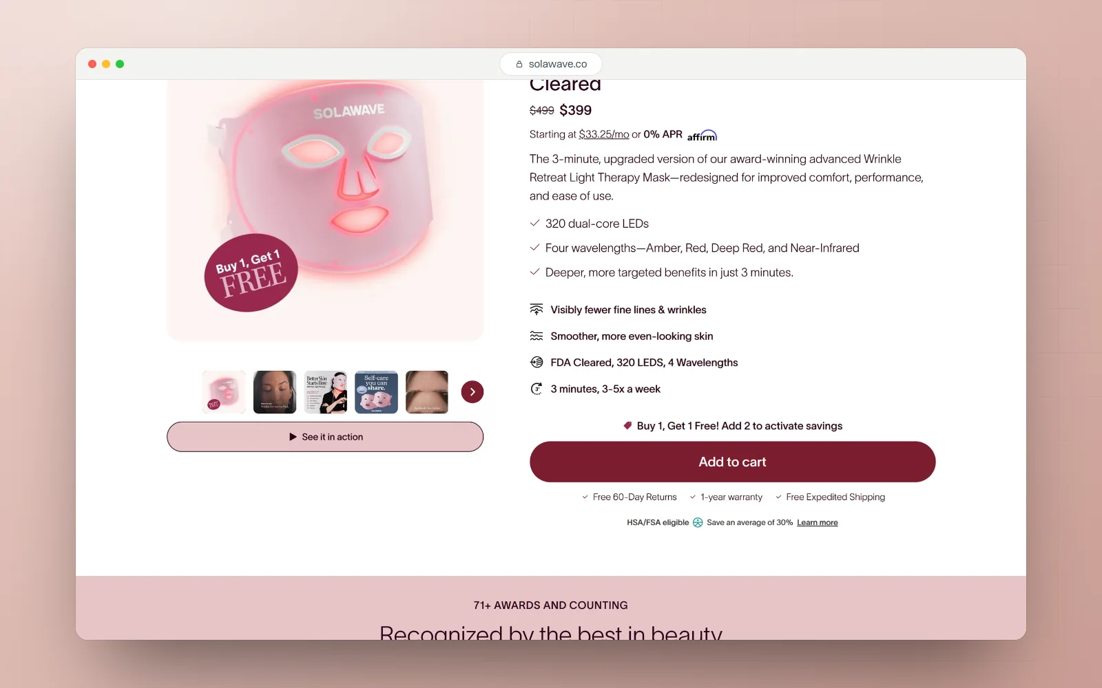 Solawave, desktop screen 1