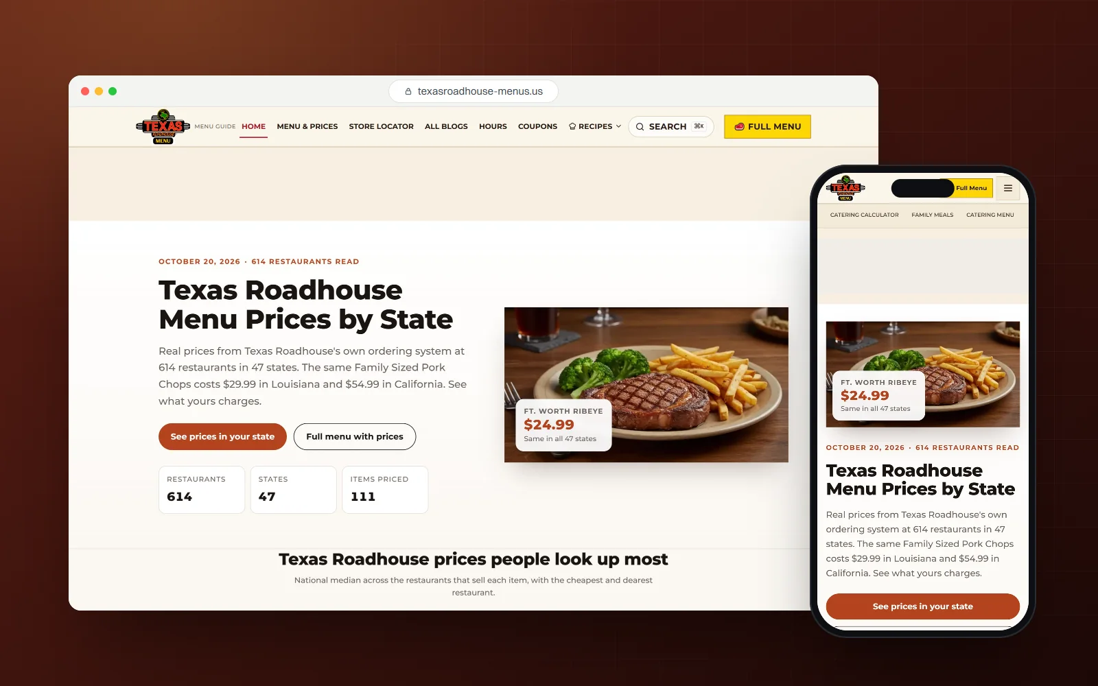 Texas Roadhouse Menu Prices, content site by GrowAndRank