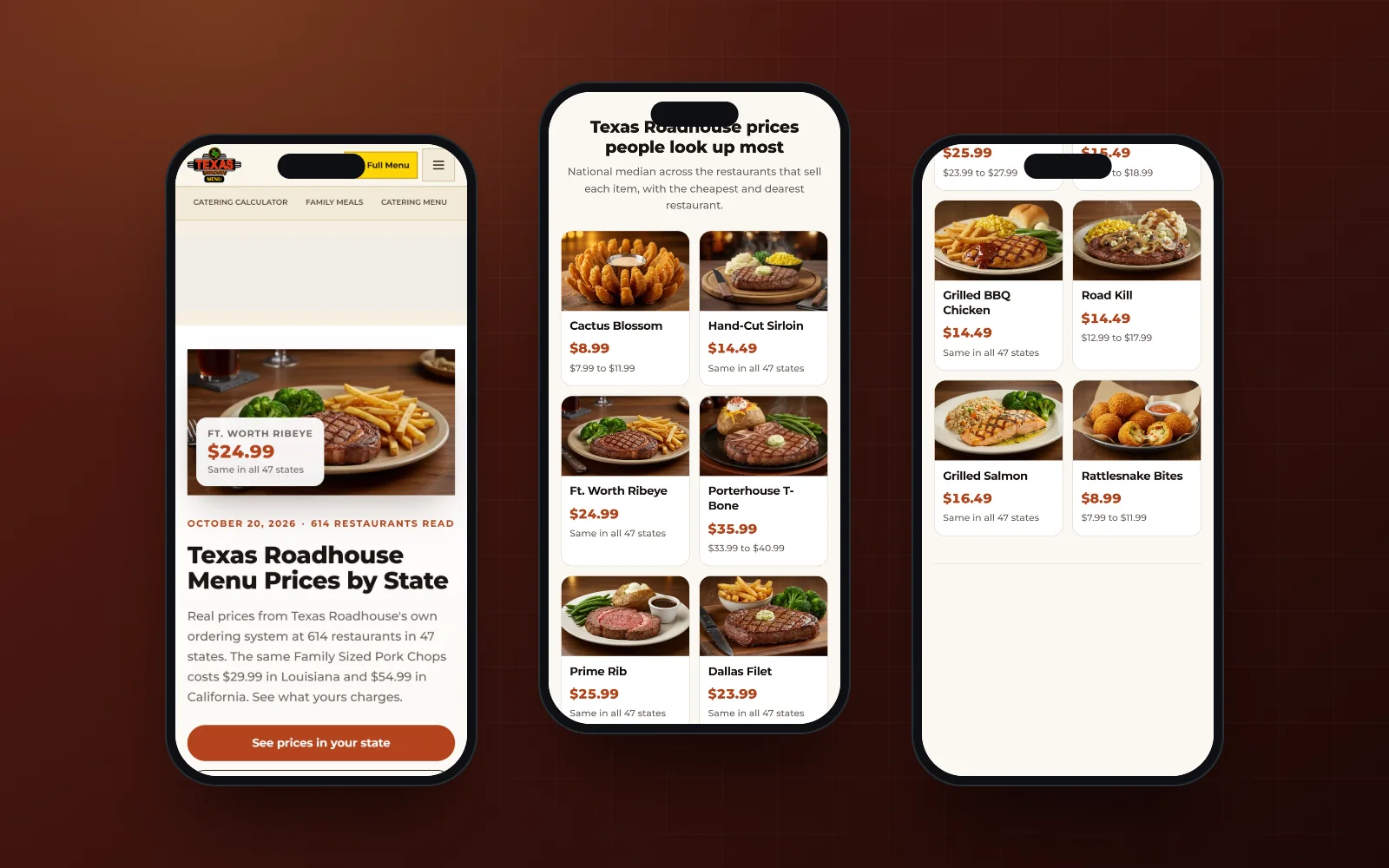 Texas Roadhouse Menu Prices on mobile