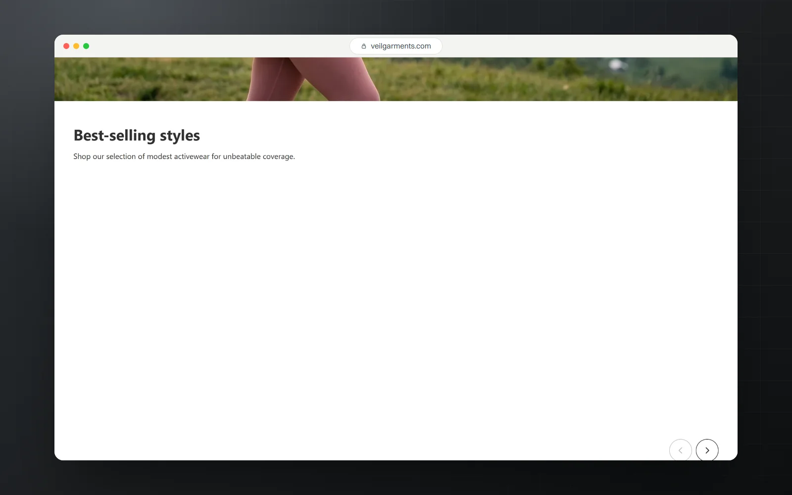 Veil Garments, desktop screen 1